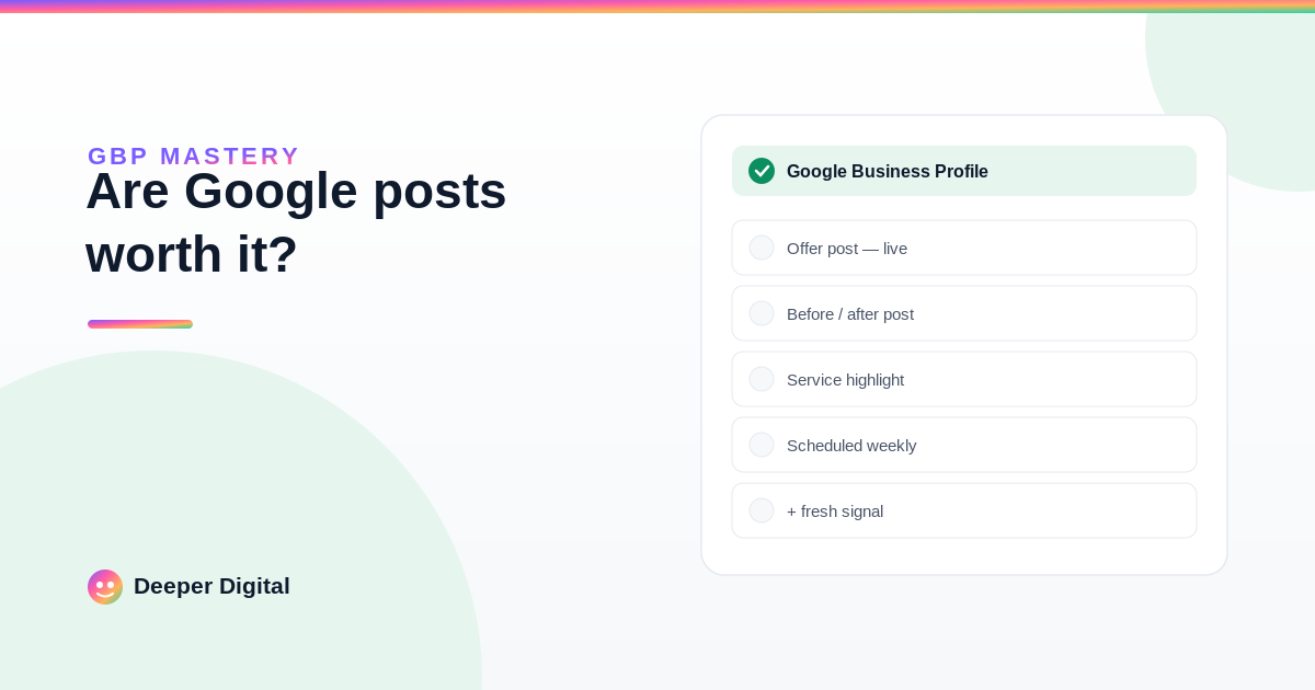 Do Google posts actually do anything? What we're measuring — Deeper Digital, local SEO for Central Texas service businesses
