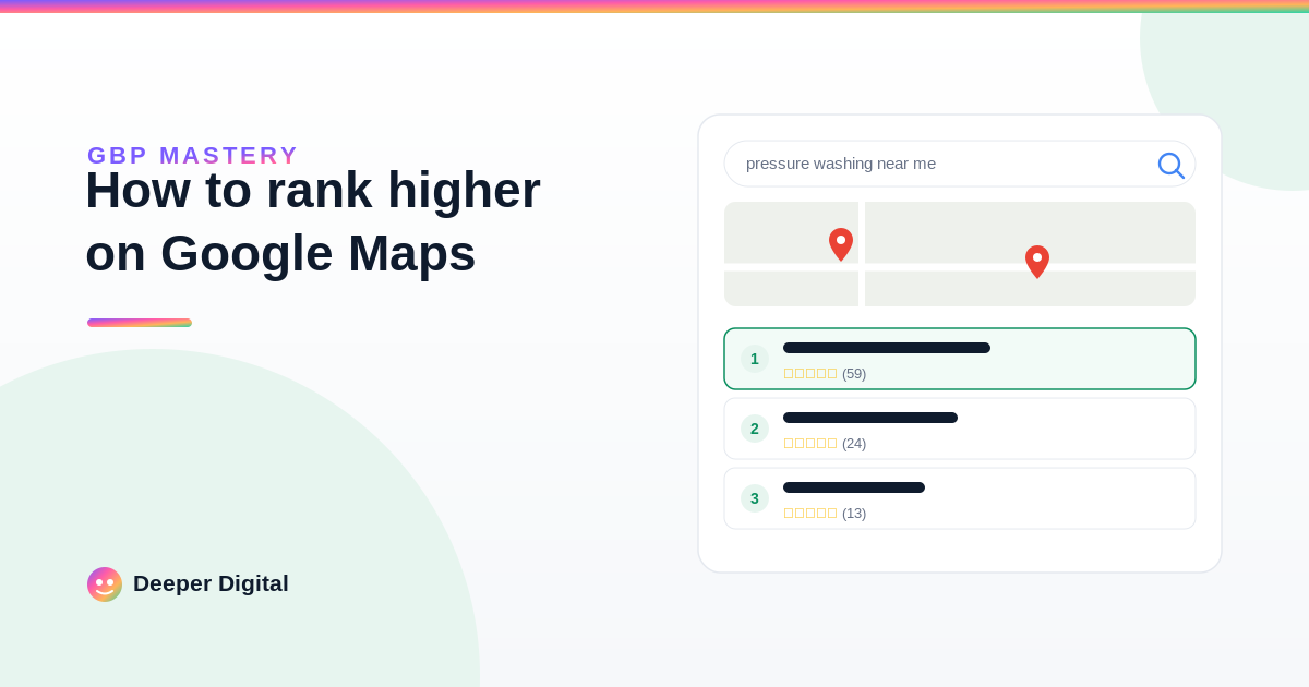 How to rank higher on Google Maps: the 7 levers that actually move the pack — Deeper Digital, local SEO for Central Texas service businesses