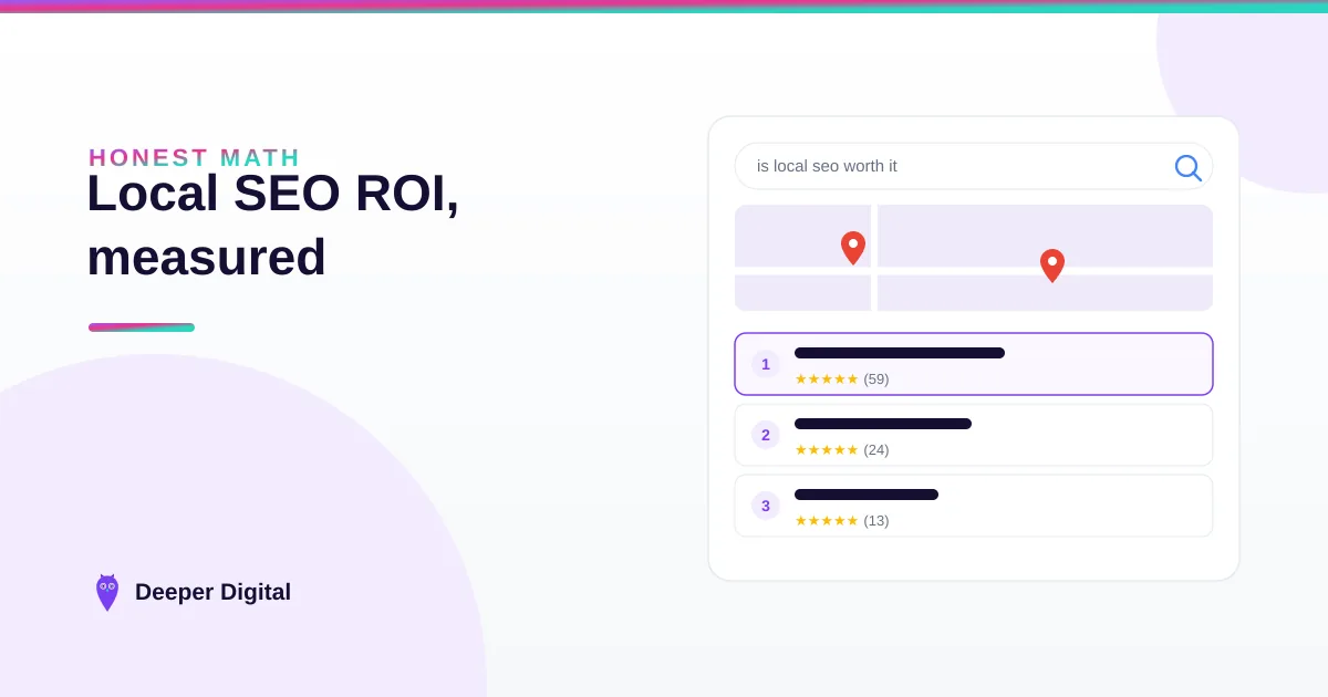 The real ROI of local SEO for service businesses — honest payback math — Deeper Digital, local SEO for service businesses