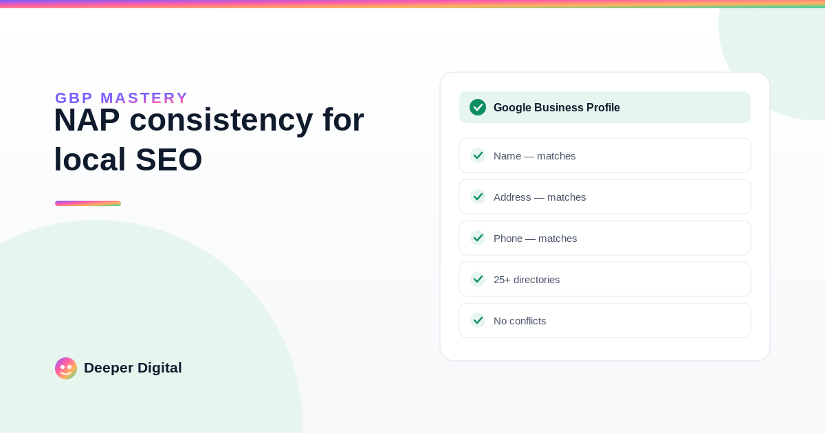 NAP consistency: the boring local SEO fix that quietly moves rankings — Deeper Digital, local SEO for Central Texas service businesses