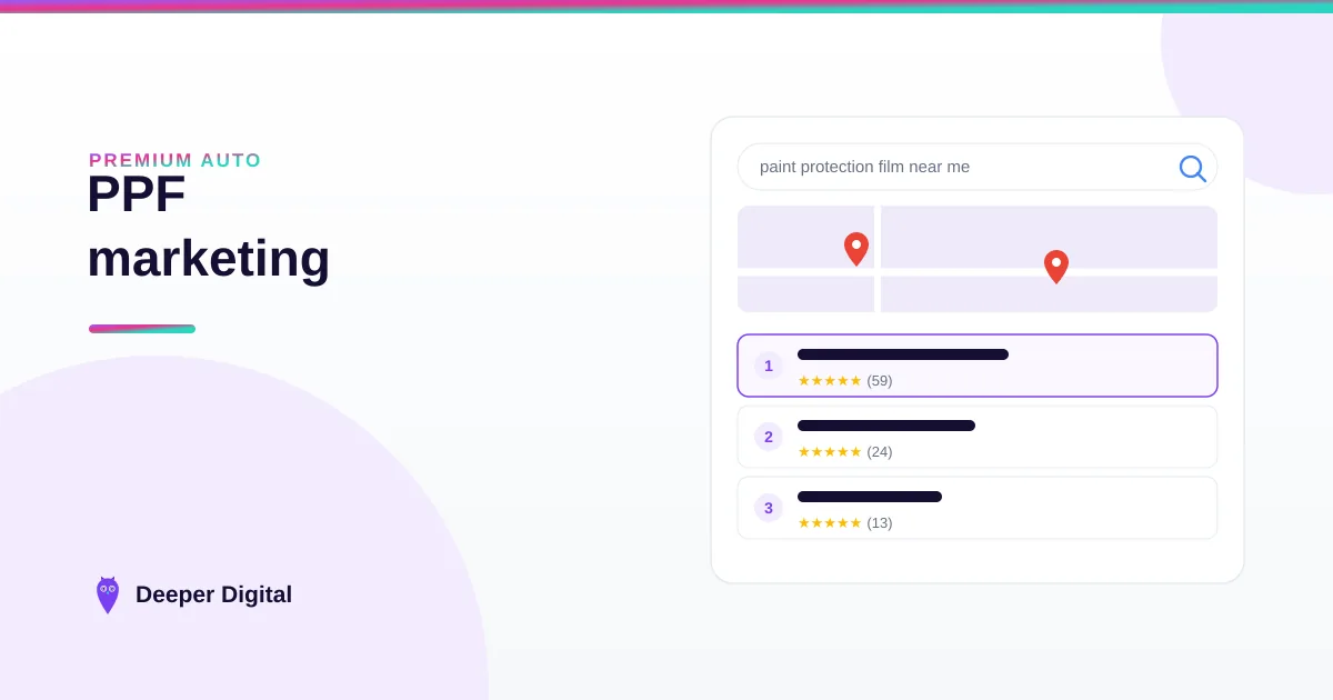 PPF marketing — how paint protection film shops win the highest-ticket search in detailing — Deeper Digital, local SEO for service businesses