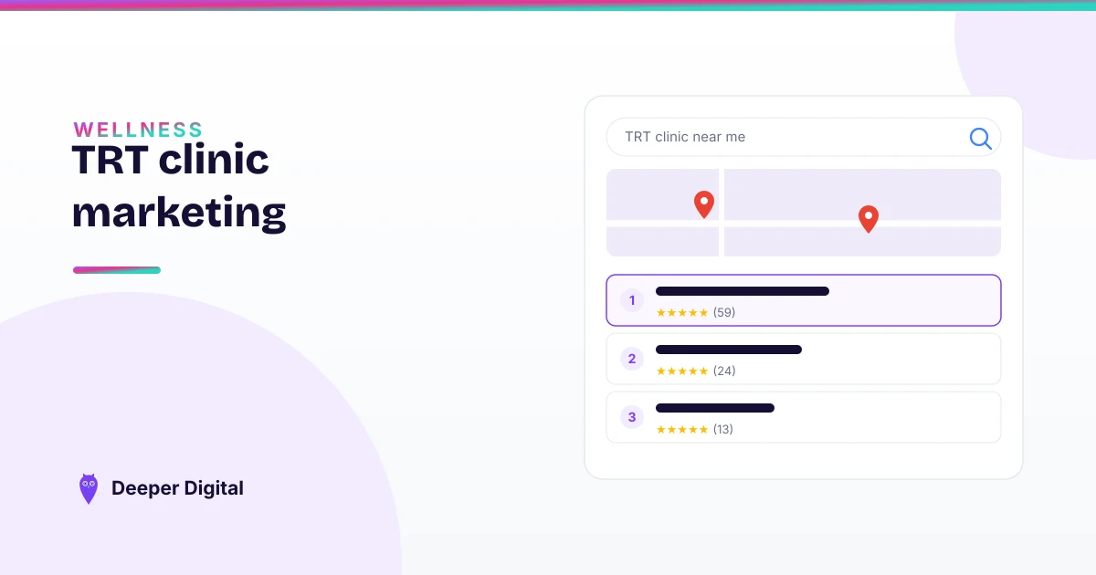 TRT and hormone clinic marketing — how men find a testosterone clinic — Deeper Digital, local SEO for wellness clinics